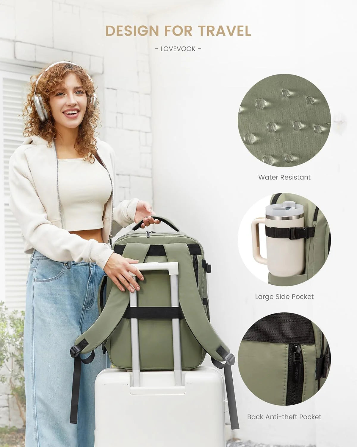 4Pcs Travel Backpack, 30-50L