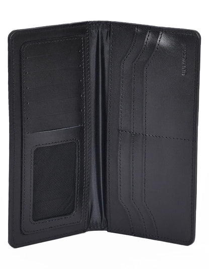 Black 100% Leather Long Wallet