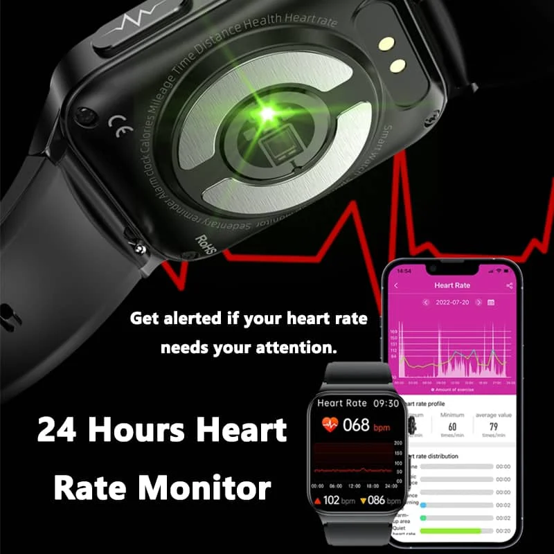 Blood Glucose Smart Watch ECG+PPG Heart Rate Blood Pressure Health Watches