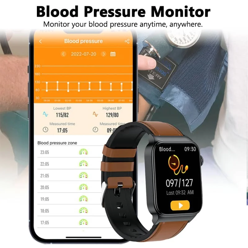 Blood Glucose Smart Watch ECG+PPG Heart Rate Blood Pressure Health Watches