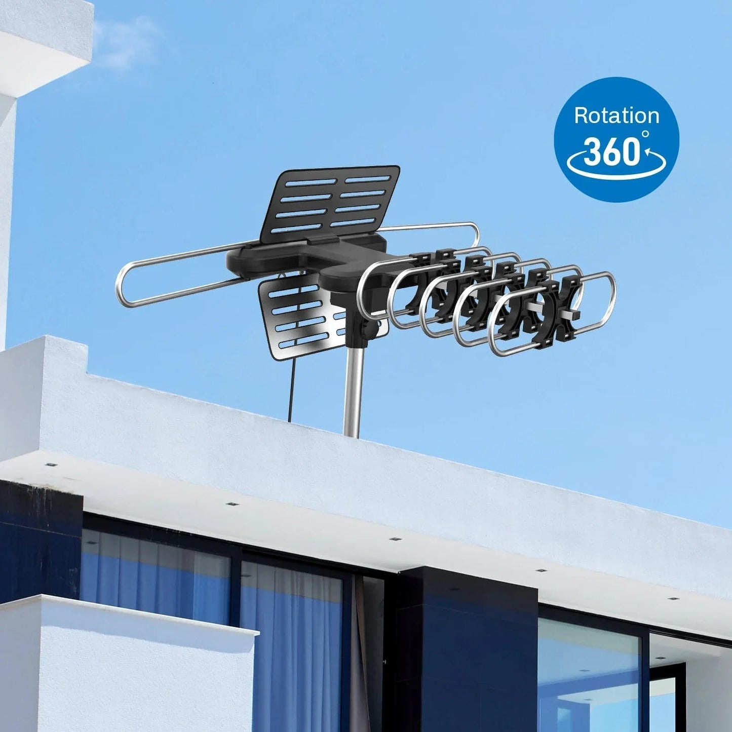 2025 Long-Range 360° Rotating Outdoor HD TV Antenna – Digital Reception with Free HD Channels & Motorized Signal Booster