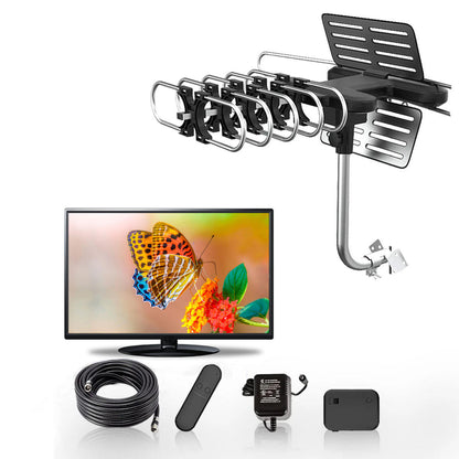 2025 Long-Range 360° Rotating Outdoor HD TV Antenna – Digital Reception with Free HD Channels & Motorized Signal Booster