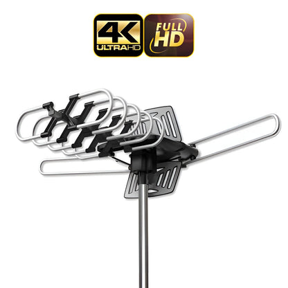 2025 Long-Range 360° Rotating Outdoor HD TV Antenna – Digital Reception with Free HD Channels & Motorized Signal Booster