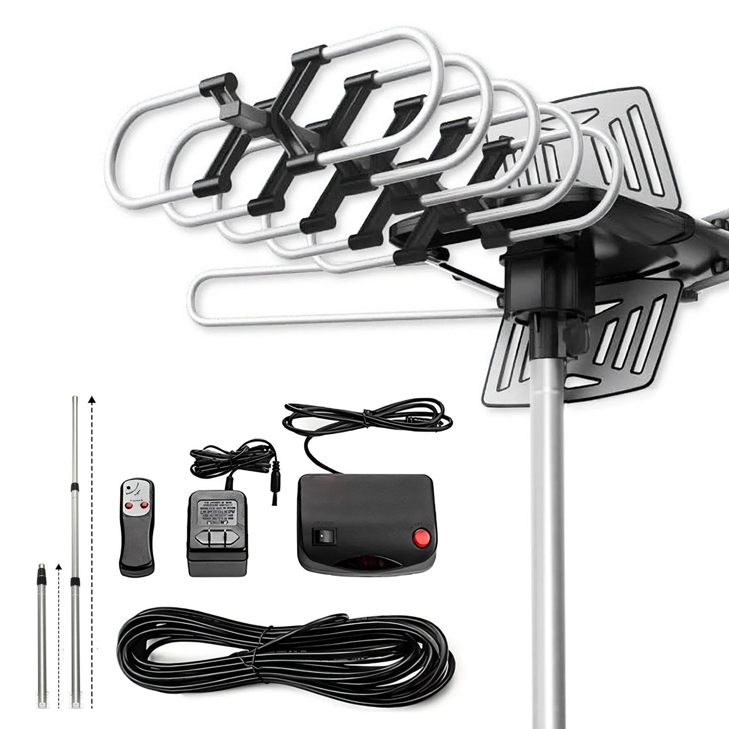 2025 Long-Range 360° Rotating Outdoor HD TV Antenna – Digital Reception with Free HD Channels & Motorized Signal Booster
