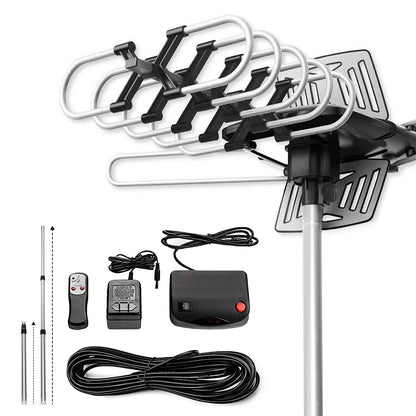 2025 Long-Range 360° Rotating Outdoor HD TV Antenna – Digital Reception with Free HD Channels & Motorized Signal Booster