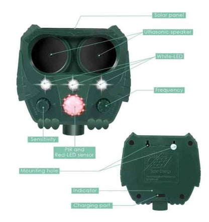Solar-Powered Ultrasonic Deer Repeller - Protect Your Garden Naturally